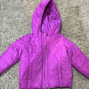 GAP Pink Puffer Jacket with Hood and Quilted Design